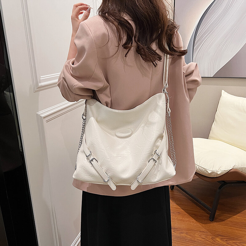 Bolso de hombro de piel sintética para mujer, bandolera pequeña con diseño de cinturón, moda coreana Y2K, 2024