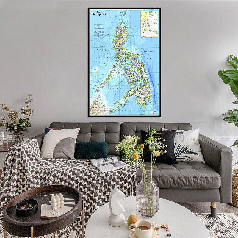 60*90cm as filipinas mapa 1986 ano versão não-tecido lona pintura parede sem moldura cartaz e impressão sala de estar decoração para casa