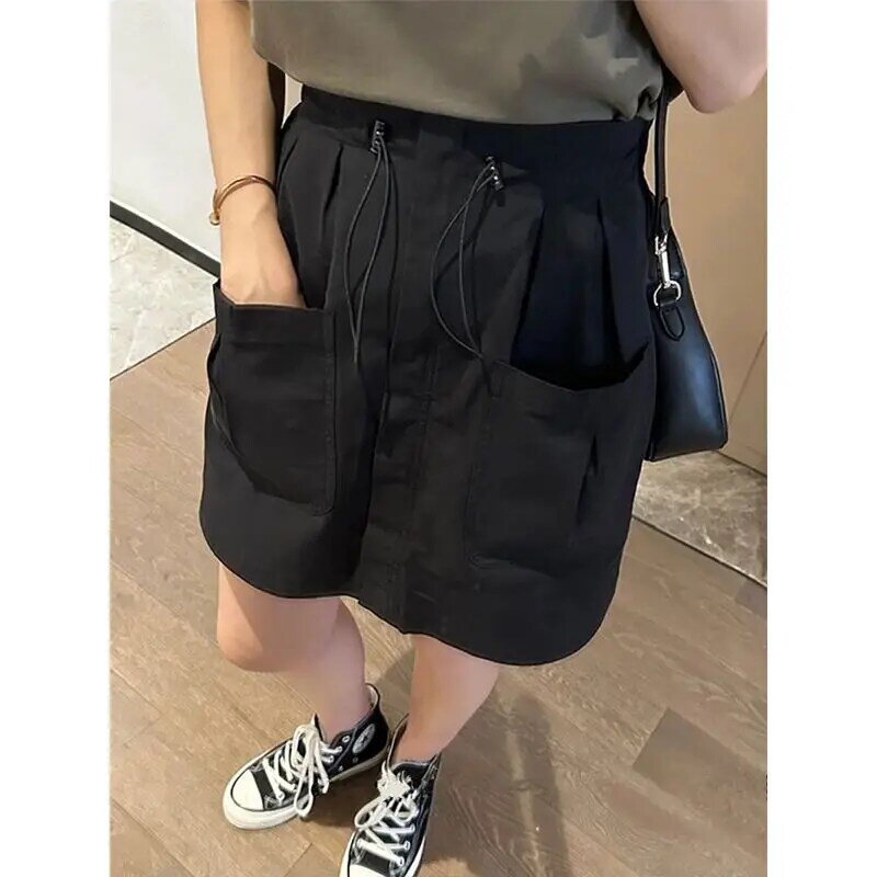 Minifalda plisada Harajuku para mujer, falda a cuadros de cintura alta, línea A, estilo japonés, Patchwork con cordones