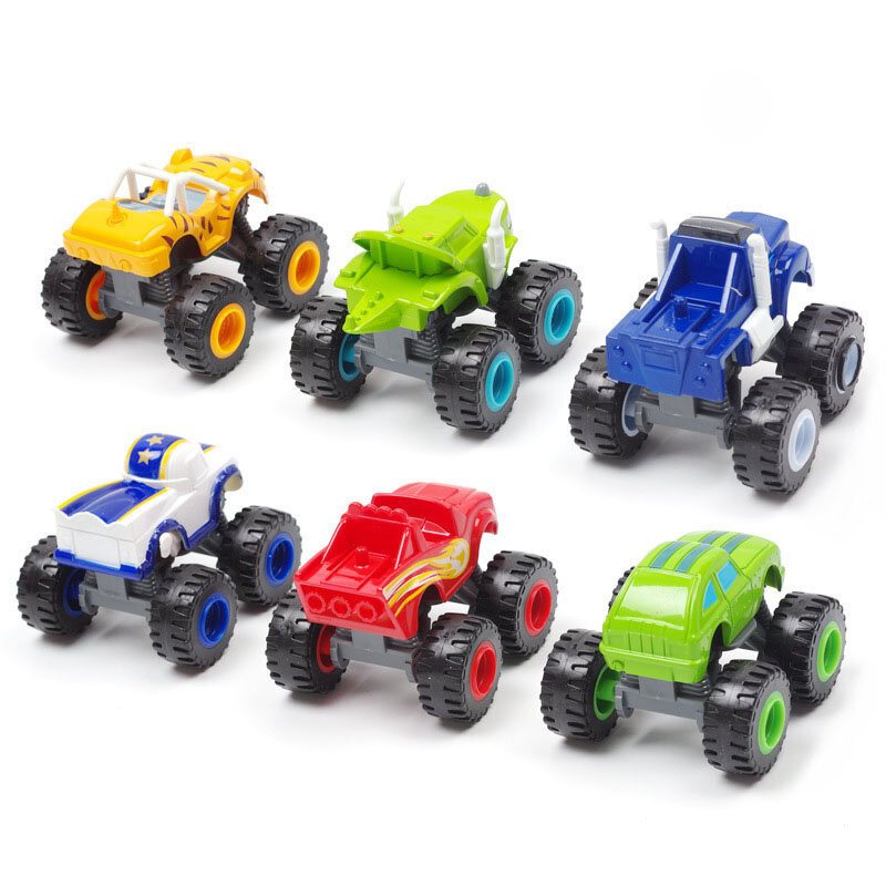 Blaze Machines Toy Car para crianças, russo, Miracle Crusher, caminhão, figura de veículos, Blazed the Monster, presentes para crianças, 6pcs por conjunto