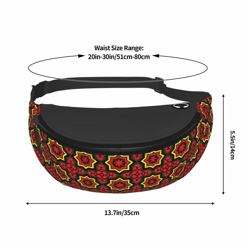 Czerwona gwiazda Ankara wzór piterek dla kobiet mężczyzn kultury afrykańskiej sztuki Crossbody talii torba rowerowa Camping telefon saszetka na pieniądze