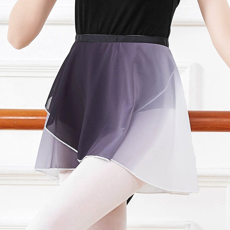 Adult Lace-up Gradient Chiffon Ballet Wrap Skirt Women Dance Training Gymnastics Skirt Stage Performance Costume Dance Wear