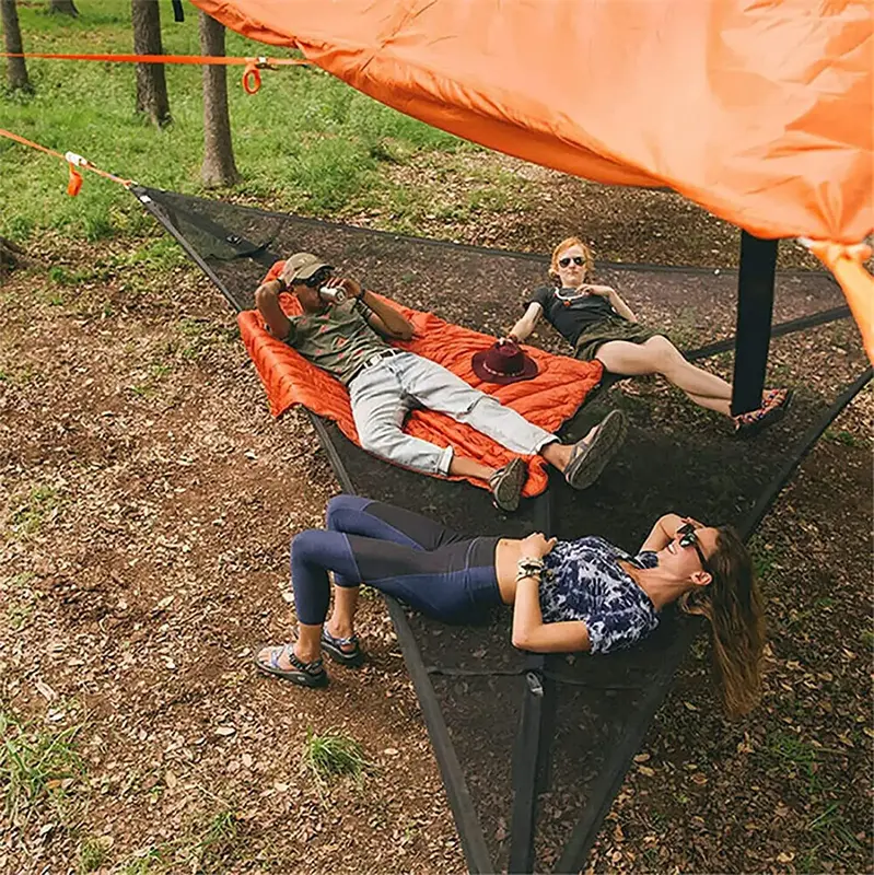 Воздушный треугольный гамак для нескольких человек, переносная сетчатая антенна на дерево, сетчатая кровать для отдыха, путешествий, кемпинга, самолета, сна