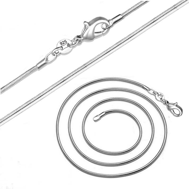 Женское ожерелье из серебра 925 пробы, модная серебряная бижутерия, цепочка-змейка, ожерелье 1 мм 16 18 20 22 24 дюйма