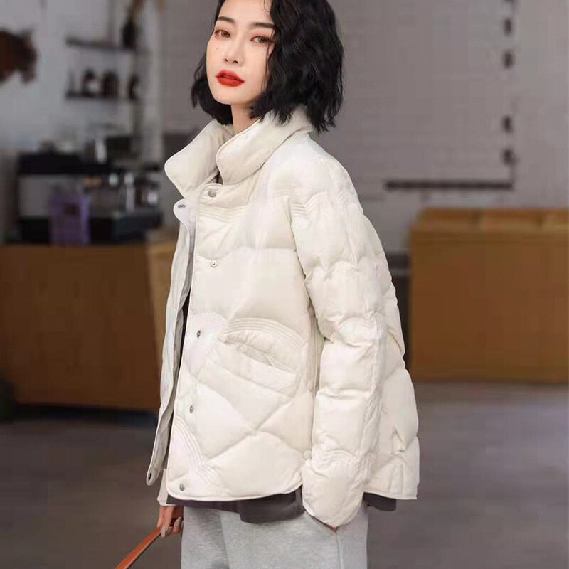 Oversized 3XL 4XL Women Autumn/Winter Jackets 2022 New Female Fashion Stand Collar Ultra Lightweight  White Duck Down Coat