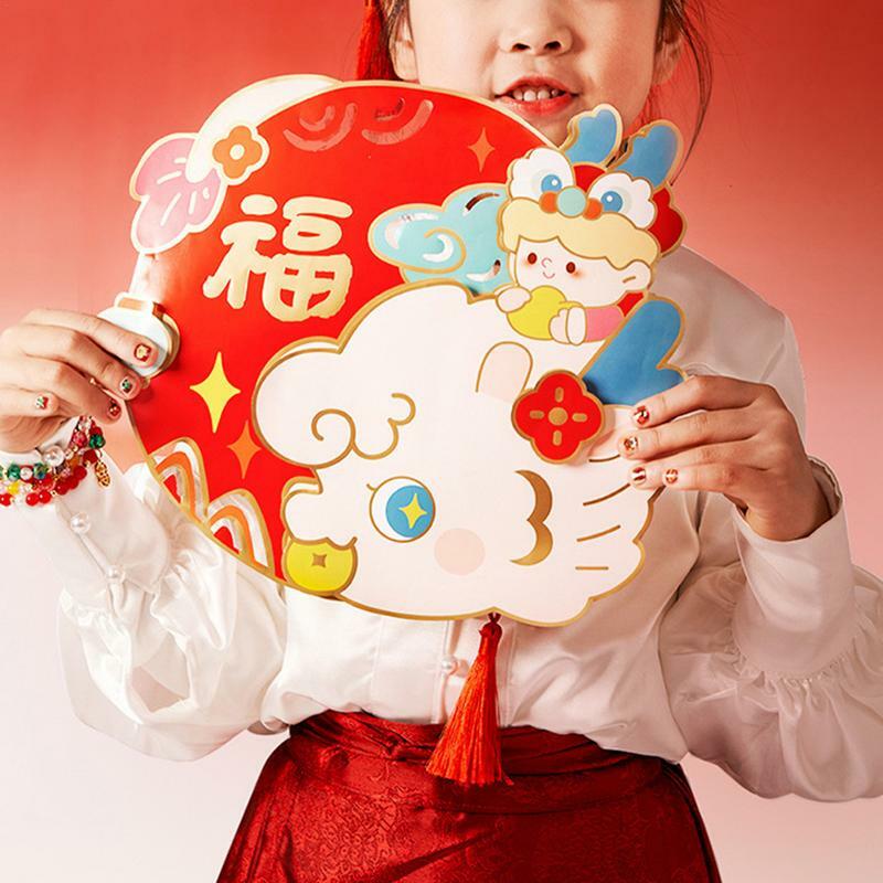ของตกแต่งติดผนังรูปมังกรชาวจีนแบบ DIY ตรุษจีนงานฝีมือทำจากกระดาษ2024สำหรับเด็กหญิงเด็กชายเด็กและผู้ใหญ่