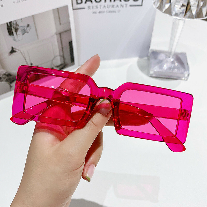 Gafas De Sol rectangulares con montura pequeña para mujer, anteojos De Sol femeninos a la moda De Color gelatina, gafas De viaje De verano, UV400
