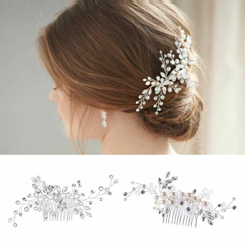 Fashion Headwear Wedding Hair Accessories Crystal Rhinestone Hairpins Flower Pearl Hair Comb Bridal Hair Comb