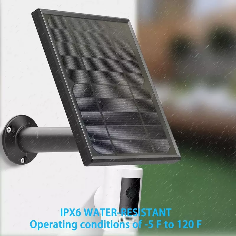 6W Solar panel for Ring Stick Up Cam Battery / Ring Spotlight Cam Battery HD Camera , Wall Mount 13ft 4m Power Cable