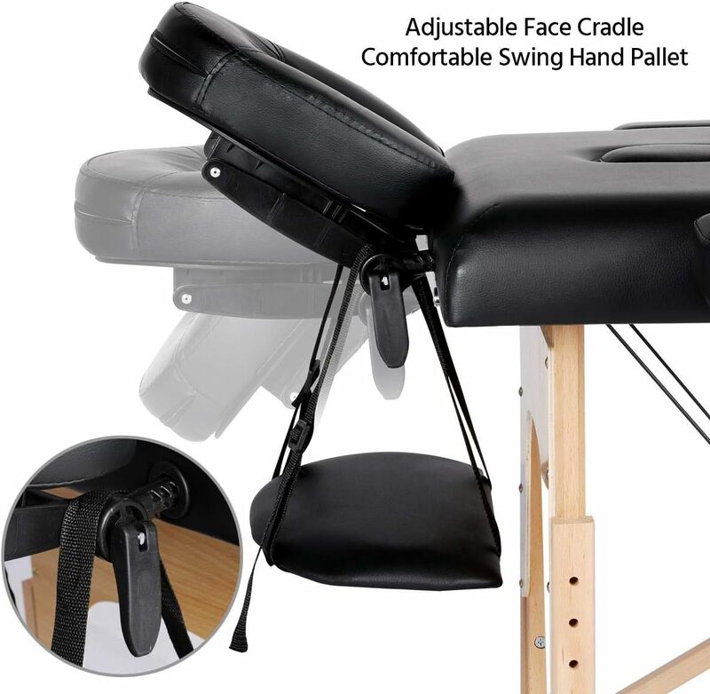 Topeakmart Portable Massage Table Lash Bed Tattoo Table Beauty Folding Bed with Headrest/Armrest/Hand Pallet Adjustable