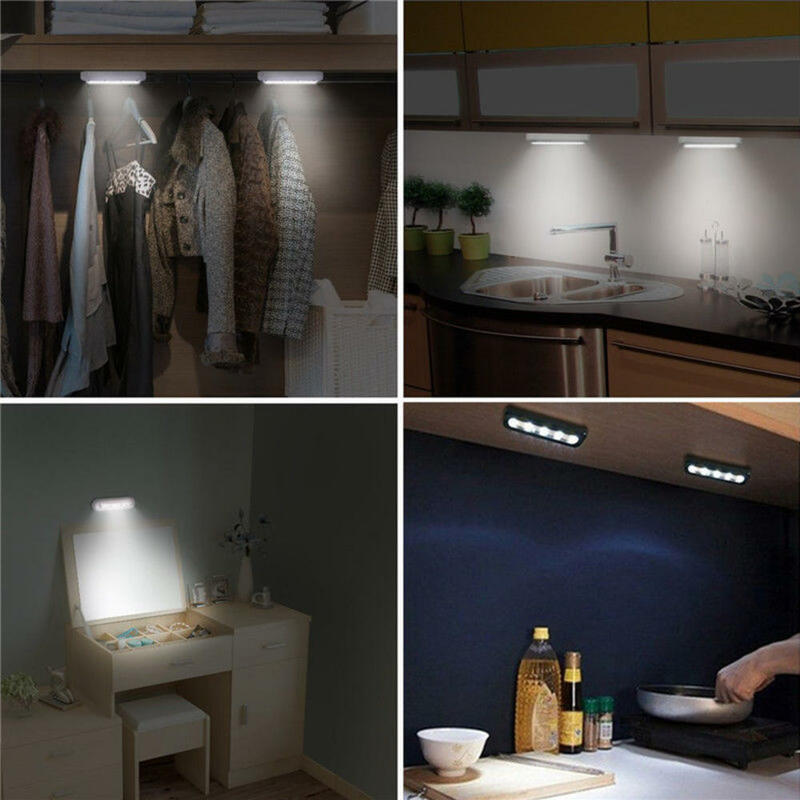 Lampu LED kabinet malam daya baterai di bawah kabinet lampu dinding lemari pakaian dapur tekan sentuh keran samping lampu malam menempel pada