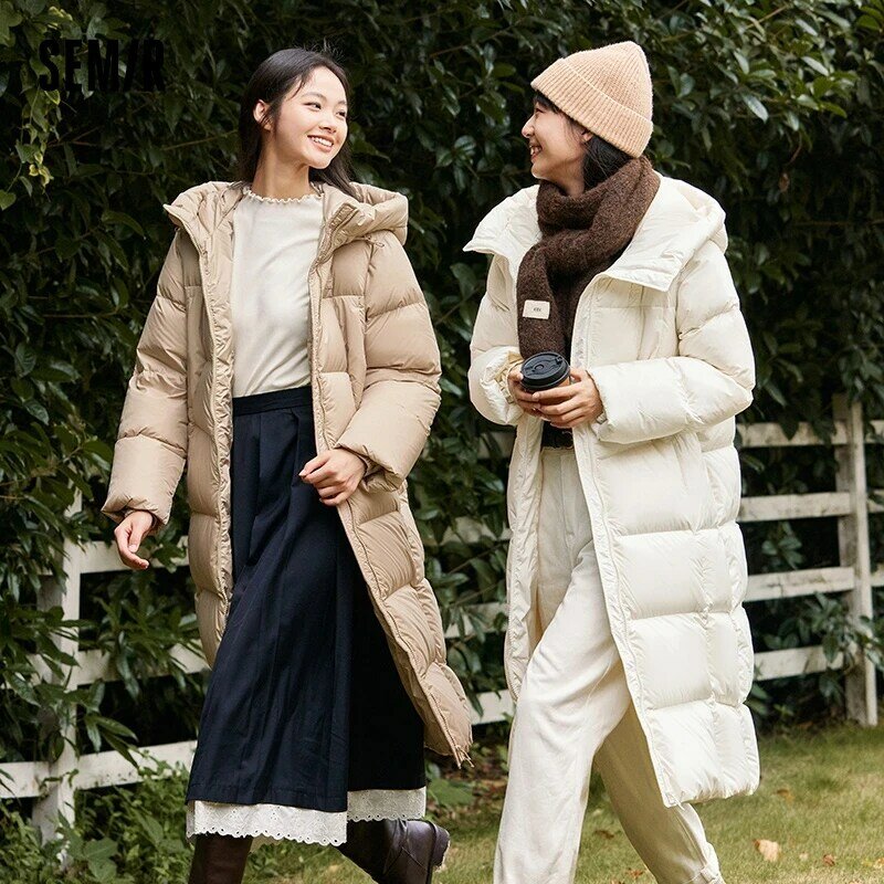 Semir piumino donna lungo caldo 2023 inverno nuova giacca con cappuccio impermeabile allentata