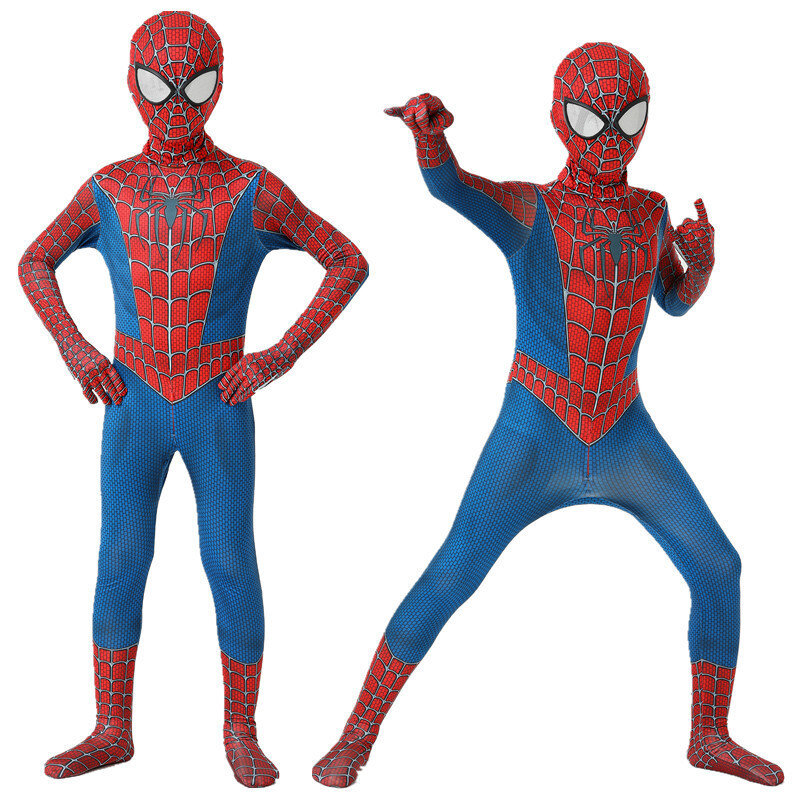 เด็ก Spiderman ซูเปอร์ฮีโร่ชุด3D สไตล์ฮาโลวีนคอสเพลย์สำหรับเด็กชายและเด็กหญิง