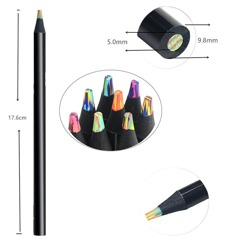 New 12 Colors Innovative And Practical For Adults Art Drawing Coloring Sketching Cartoon Fashion Gradient Rainbow Pencils