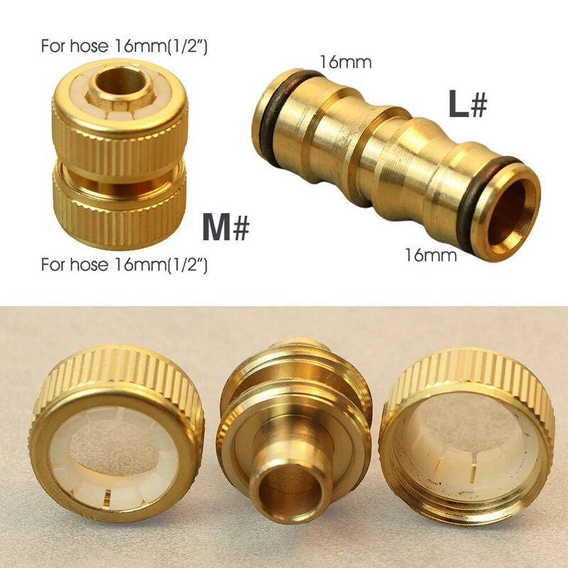 1/2'' 3/4'' 1'' Brass Tap Quick Connecter 16mm 20mm Copper Hose Coupling Adapter Garden Tubing Repair Watering Gun Fittings Tool