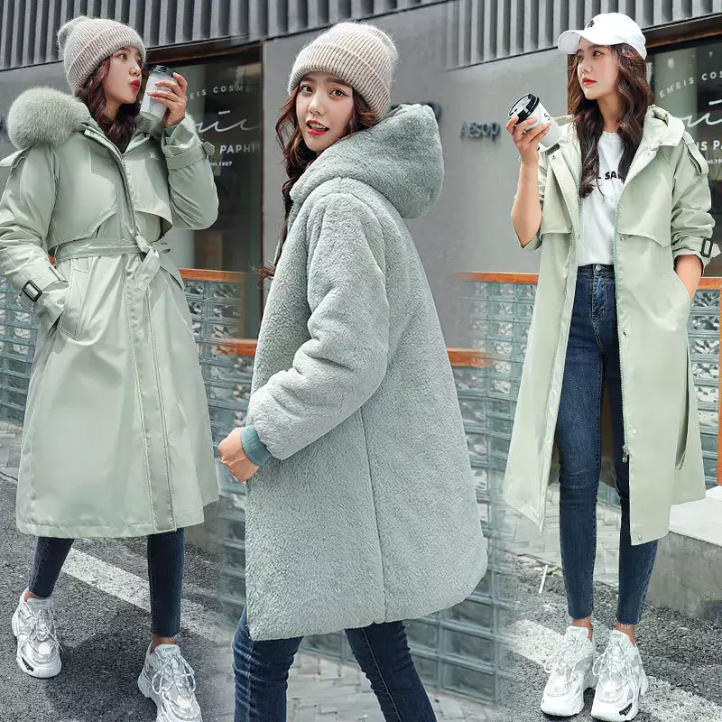 Parkas Women Jackets Winter2022 New In Thick Warm Fur Lining Long Parka Hooded Fleece Padded Coat Distachable Outwear 6XL Femme