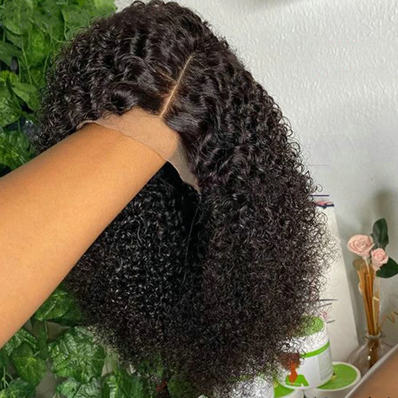 短い巻き毛のブラジルのかつら,黒人女性のための巻き毛の人間の髪の毛のかつら,密度180,13x4のフロントレース