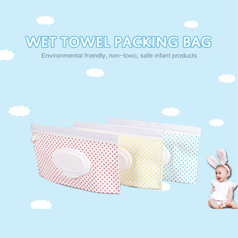 1~10PCS Eco-Friendly Baby Wipes Box Reusable Cleaning Wipes Carrying Bag Fashion Carrying Bag Clamshell Snap Strap Wipe