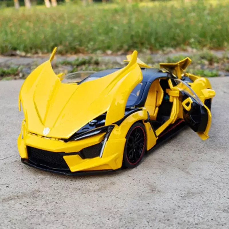 Modelo de coche deportivo de aleación Lykan FENYR Hypersport, juguete de Metal fundido a presión, modelo de coche de carreras, colección de luz de sonido, regalos para niños, 1:24 W