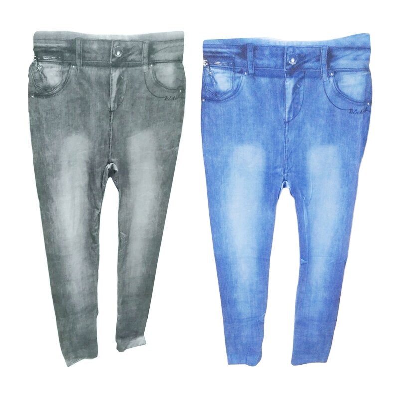 Новинка 2023 года, женские винтажные цветные джинсовые леггинсы с принтом, эластичные брюки-карандаш для йоги с низкой посадкой