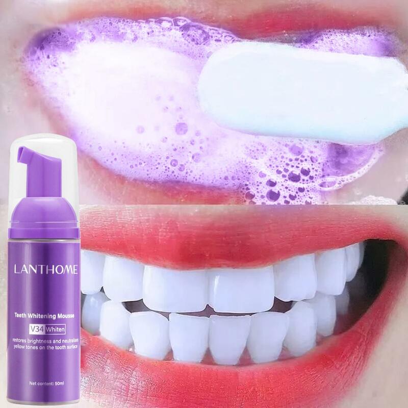 50MLTeeth Whitening Mousse Remove Stains Fresh Breath Teeth Whitening Oral Hygiene Mousse Toothpaste Tooth Cleaning Foam