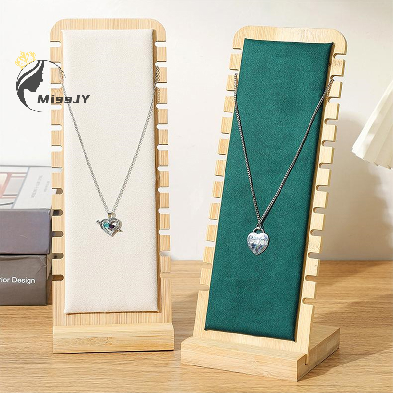 Simple Solid Wood Jewelry Necklace Display Stand Holder Pendant Long Chain Organizer Holder Props Necklace Display Board