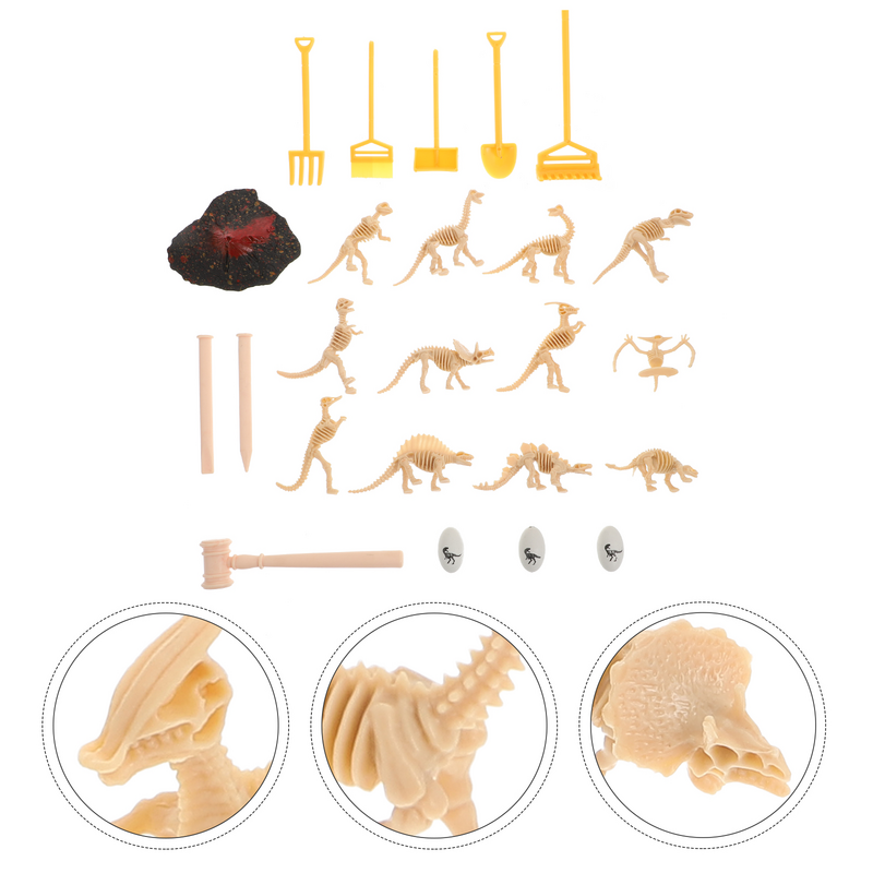 19/24ชิ้นประกอบมินิของเล่นโบราณคดีของเล่นขุดของเล่นโครงกระดูกแบบจำลองโบราณคดีขนาดเล็กสำหรับเด็ก