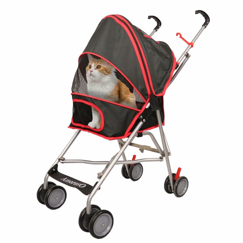 Pet Stroller | Dog Stroller & Cat Stroller Polyester, Heavy Duty & Folding Pet  for Travel | Mesh Viewing Window