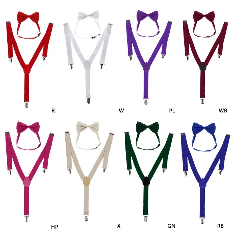 Регулируемые подтяжки унисекс с Y-образной спинкой и галстуком-бабочкой, эластичные подтяжки на клипсе для свадьбы
