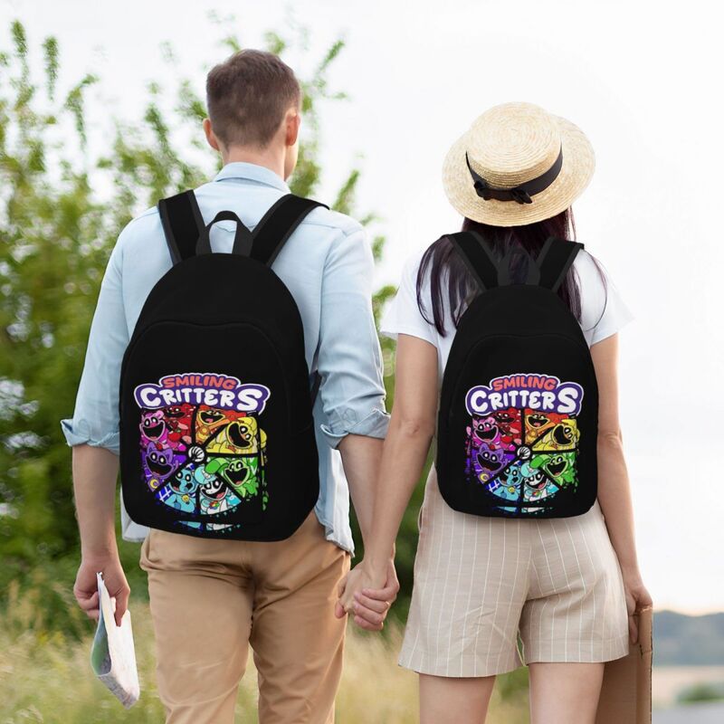 Mochila De Critters sonrientes para niño y niña, mochilas escolares divertidas, mochilas de viaje con estampado personalizado