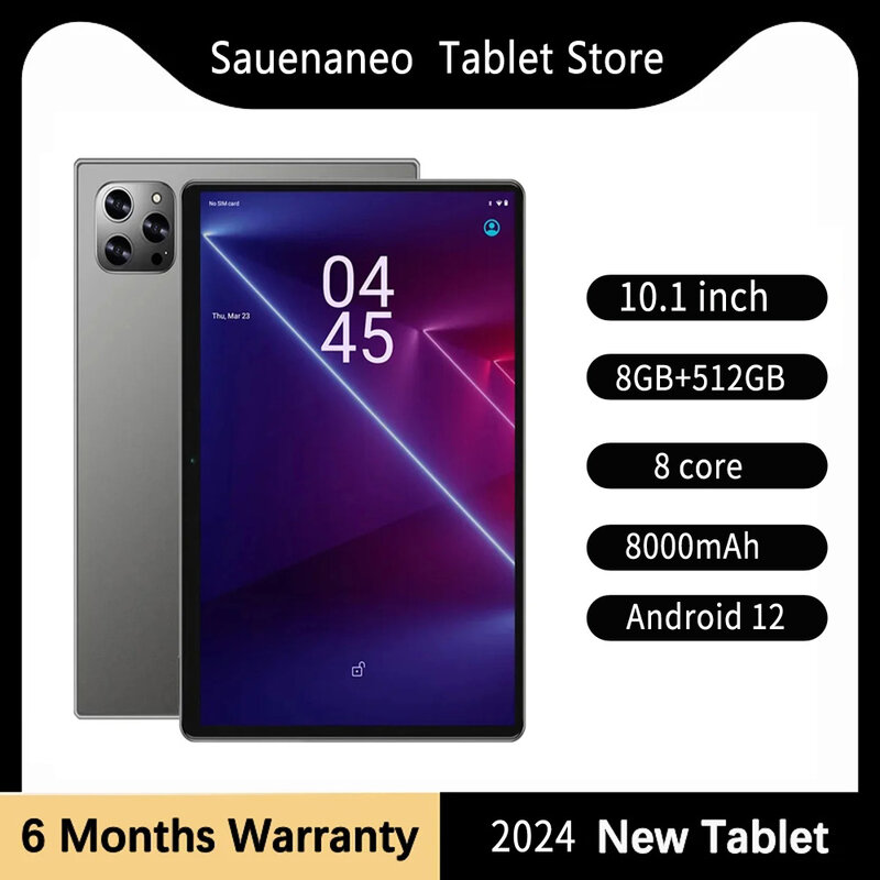 2024 Nowy 10,1-calowy tablet z systemem Android 10 rdzeni 8 GB RAM 512 GB ROM 5G WIFI Łączalne słuchawki Bluetooth Android 12 Tablet 8000 mAh