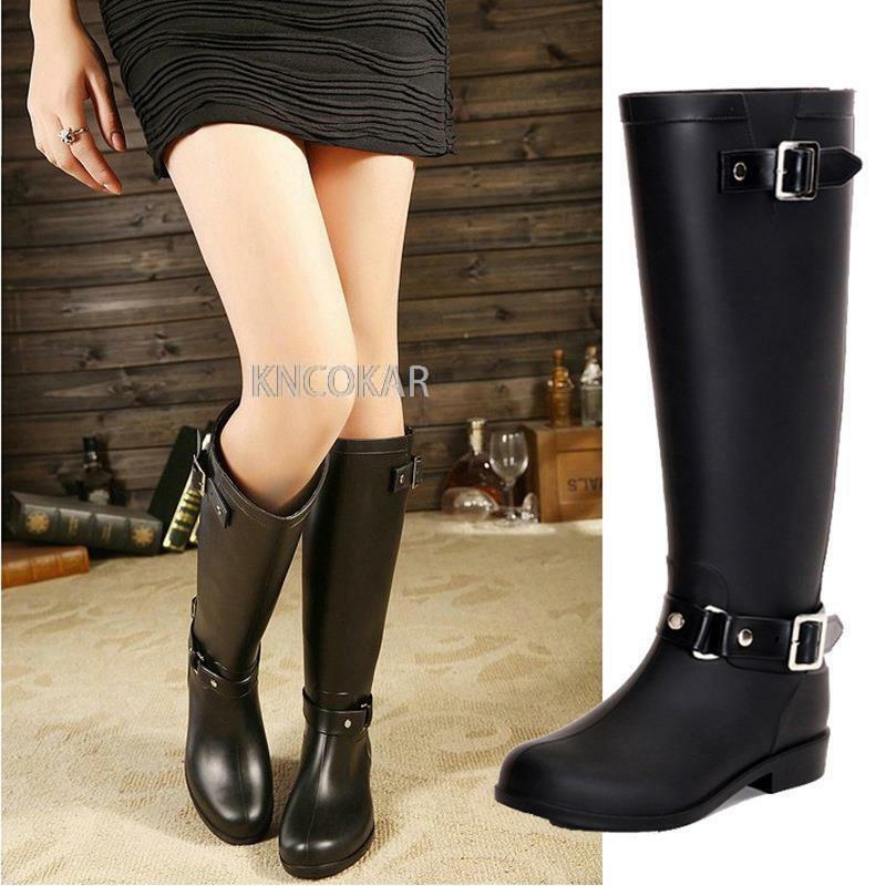 Rainboots Waterproof Flat Shoes Women Black Water Fashion Zip Rain Boots High Zip Non-slip Female PVC Comfortable