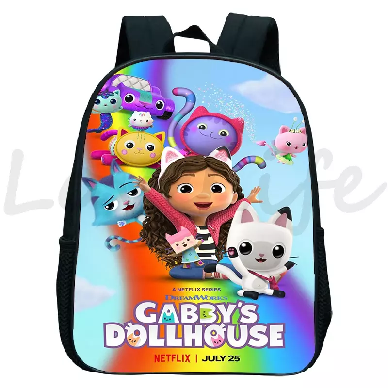 Gabby's Dollhouse-Mochila escolar impermeable para niñas, morral bonito de dibujos animados para guardería primaria