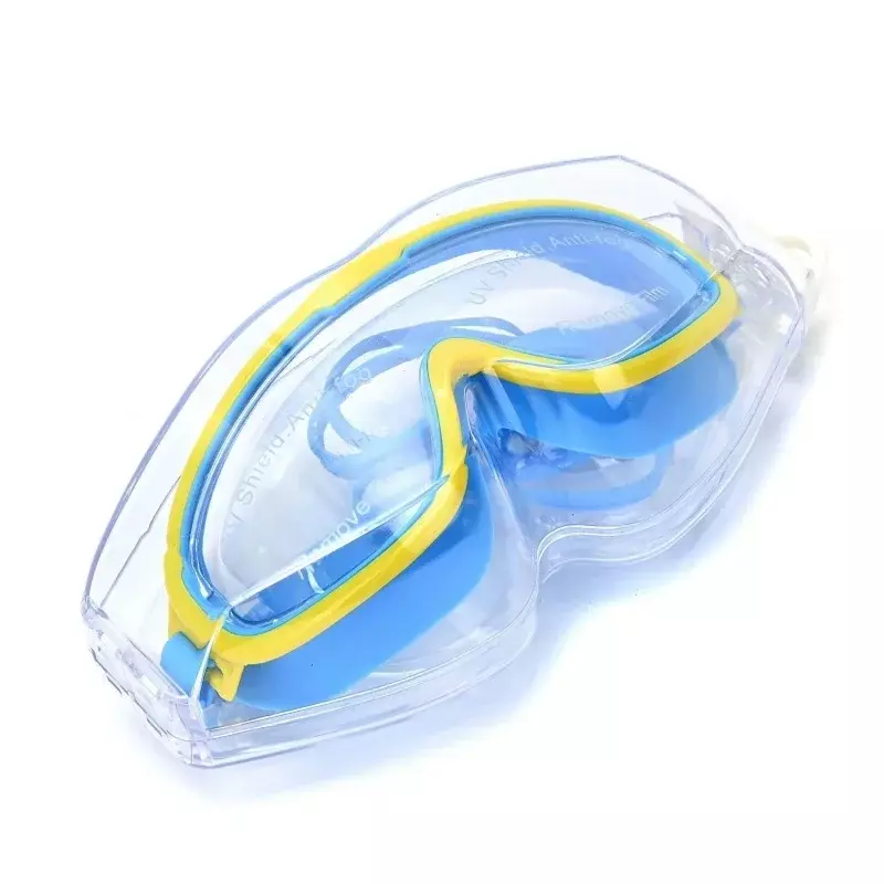 Gafas de natación con montura grande para niños, de silicona de alta calidad, antivaho, impermeables, de alta definición