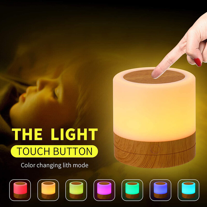 Luz nocturna con Sensor táctil RGB, lámpara de mesita de noche con Control remoto, luz de escritorio recargable, luz de ambiente que cambia de Color para sala de estar