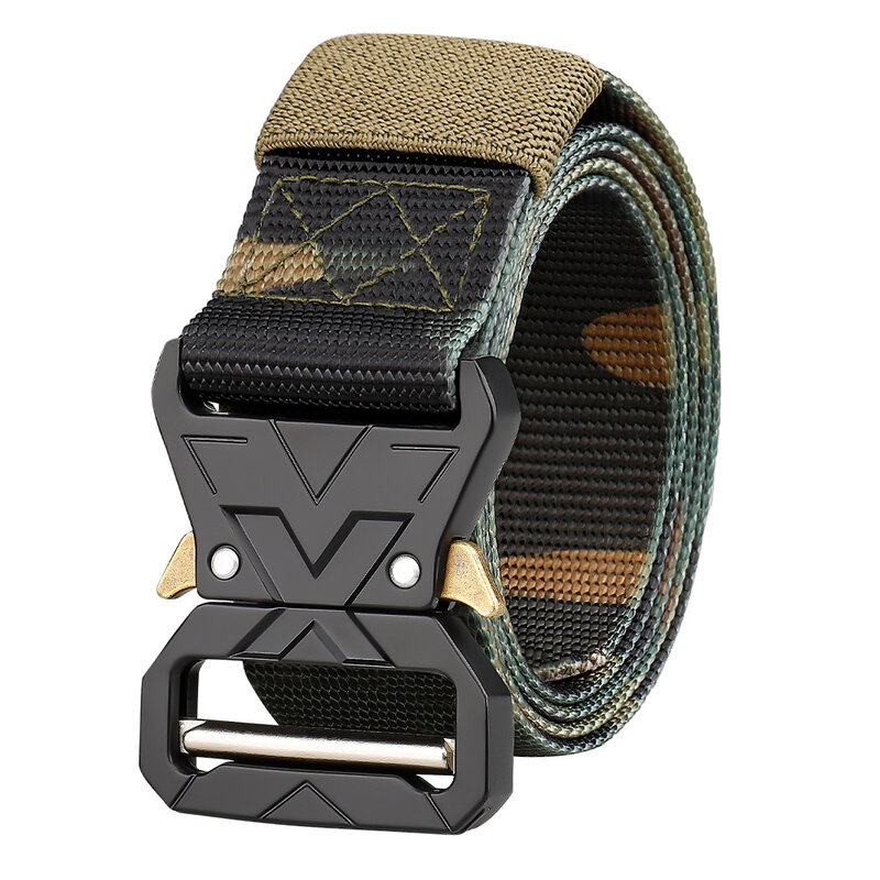 Cinturón táctico con hebilla de serpiente para hombre, cinturón de lona grueso para entrenamiento al aire libre, cinturón de nailon KM2211
