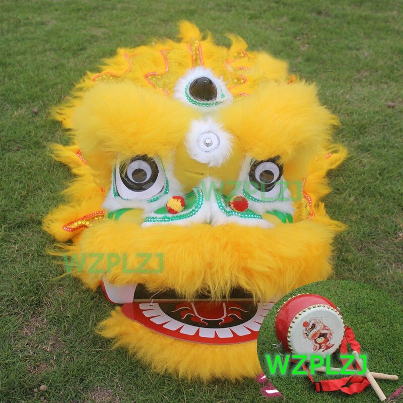 Clássico 14 polegada leão dança traje tambor 5-12 idade criança adereços palco halloween festa ao ar livre carnaval festival desfile