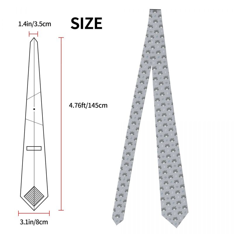 Herren Krawatte klassische dünne süße Waschbär Köpfe Krawatten schmalen Kragen schlanke lässige Krawatte Accessoires Geschenk