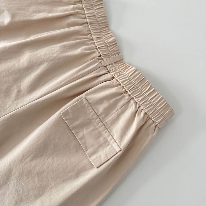 Celana pendek Solid tipis musim panas renda celana kasual pinggang elastis longgar antik gaya Korea celana kaki lebar pakaian wanita