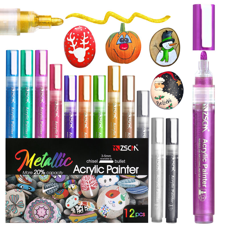 ZSCM 12/21/48/56/60 Large Capacity Durable And Beautiful Liquid Glitter Acrylic Paint Brush Set Markers Free Shipping