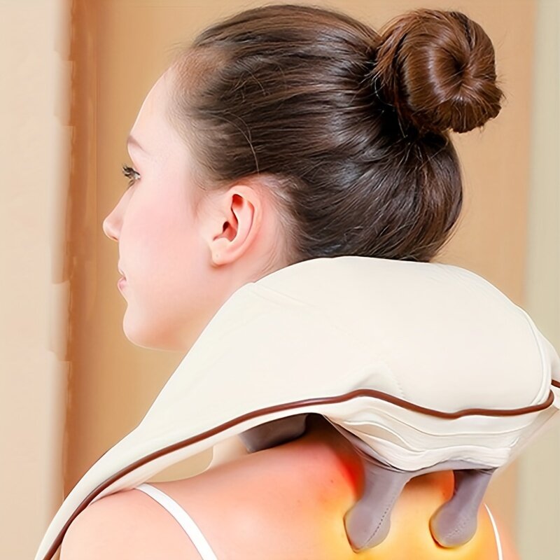 Masajeador eléctrico inalámbrico Shiatsu para cuello y espalda, chal calmante 5D, almohada de masaje, hombro, pierna y cuerpo