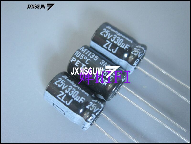20 pces novo rubycon zlj 25v330uf 8x11.5mm alumínio capacitores eletrolíticos 330uf/25v 105 graus 330uf 25v