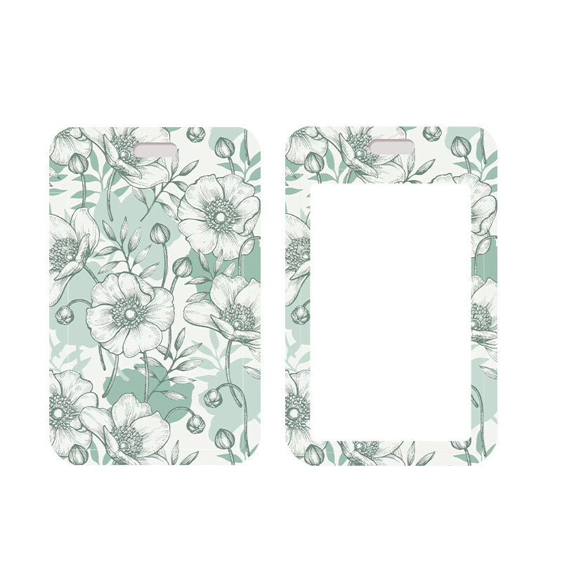 1 Pcs Simple And Fresh Flower Card Set Student Card Bus Access Protection Card Holder ABS Plastic Neck Rope Card Cover