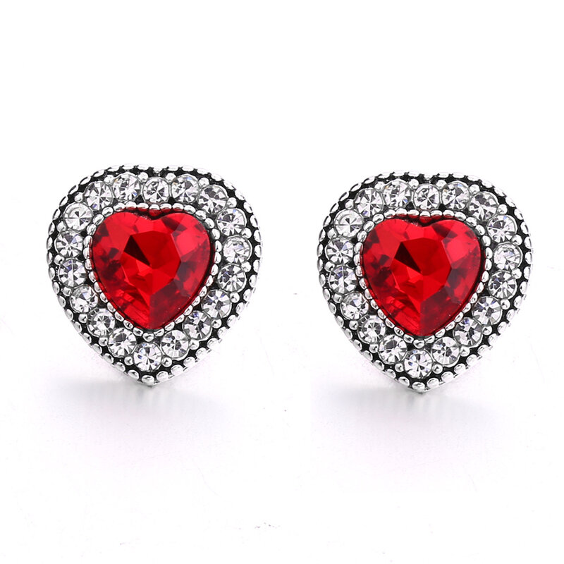 30pcs 12mm Snap Button Jewelry Charms Bracelets Crystal Heart 12mm Snap Buttons for Earrings Bracelet