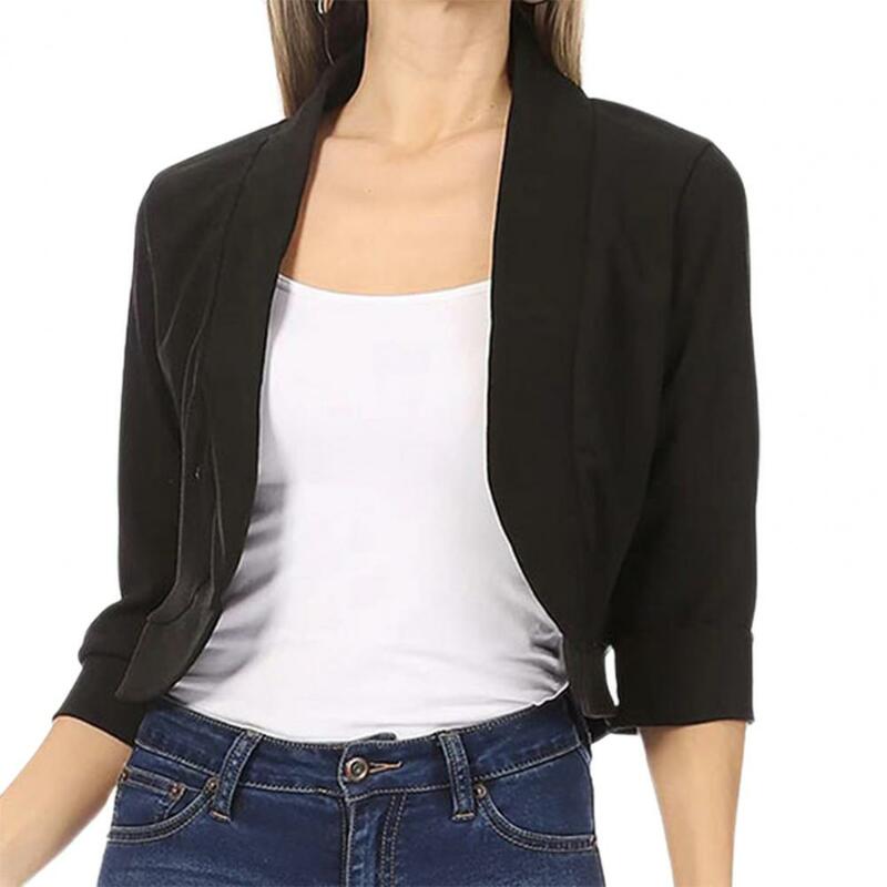 Ladies Cardigan Stylish Women's Open Stitch Loose Fit Soft Three Quarter Sleeve Jacket for Spring/fall for Ol Commute Women