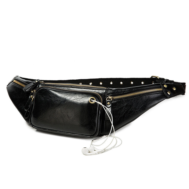 Fashion PU Leather Waist Packs 2024 New Unisex Zipper Bags Casual Belt Fanny Pack Chest Bag Male Designer Cross Body