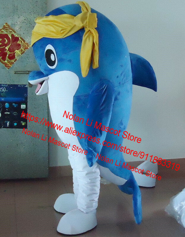 Materiale EVA di dimensioni per adulti di alta qualità Costume da mascotte delfino blu e giallo vestito da cartone animato festa di compleanno Cosplay Masquerade 1002