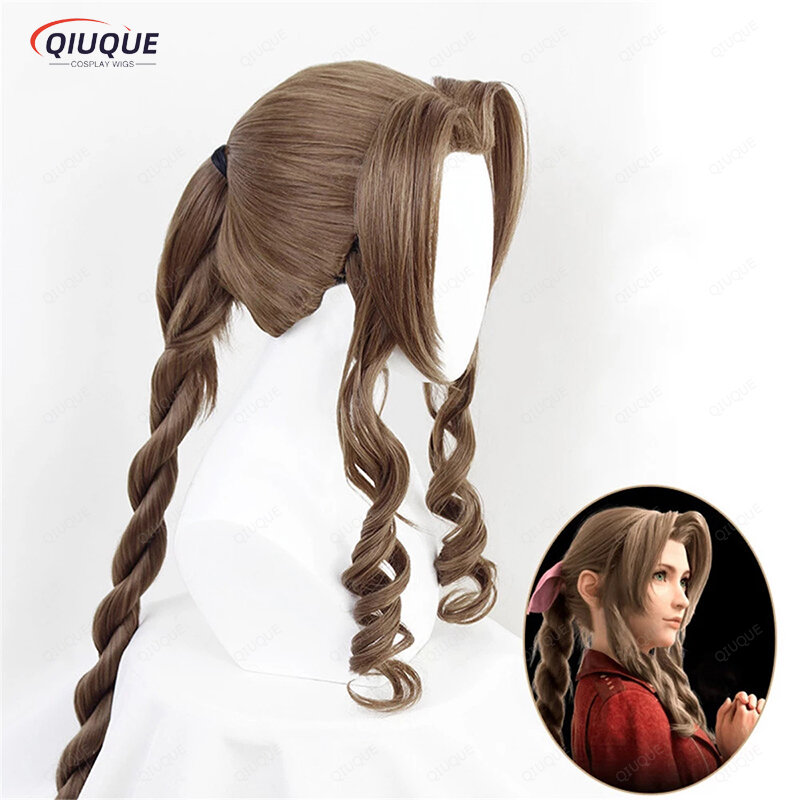 Final Fantasy VII Косплей FF7 Aerith Gainsborough парики Косплей Жаростойкие синтетические волосы коричневый косплей парик + бесплатная крышка парика