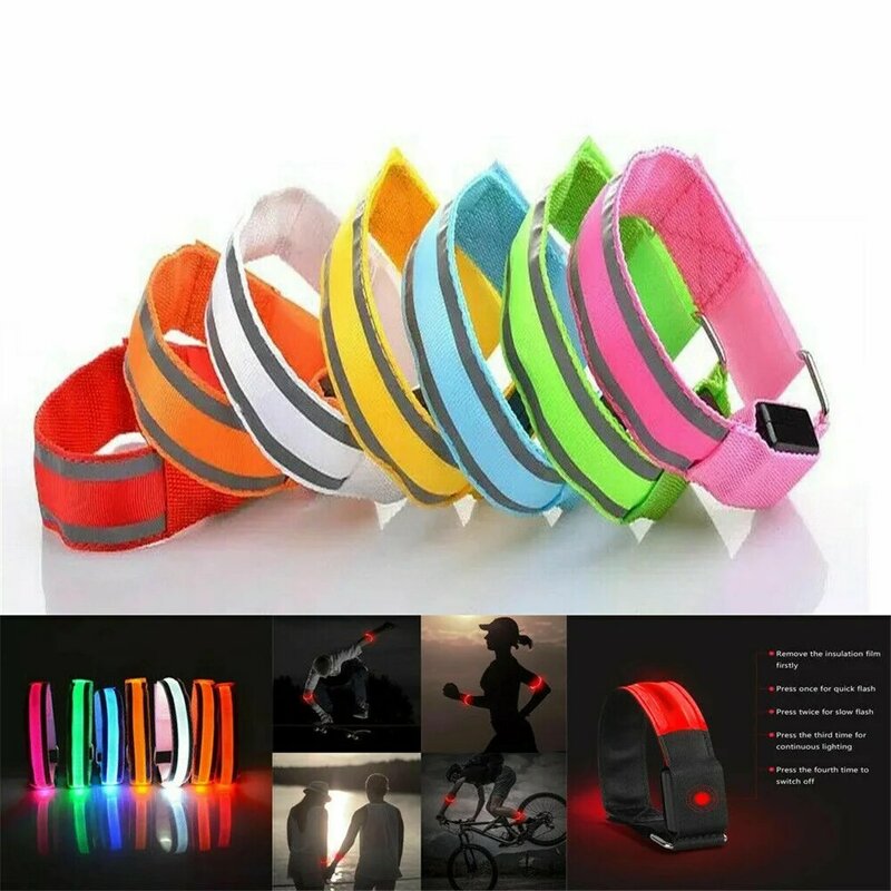 Universal Arm Warmer Belt Bike LED Armband LED Safety Sports Reflective Belt Strap Snap Wrap Arm Band Armband