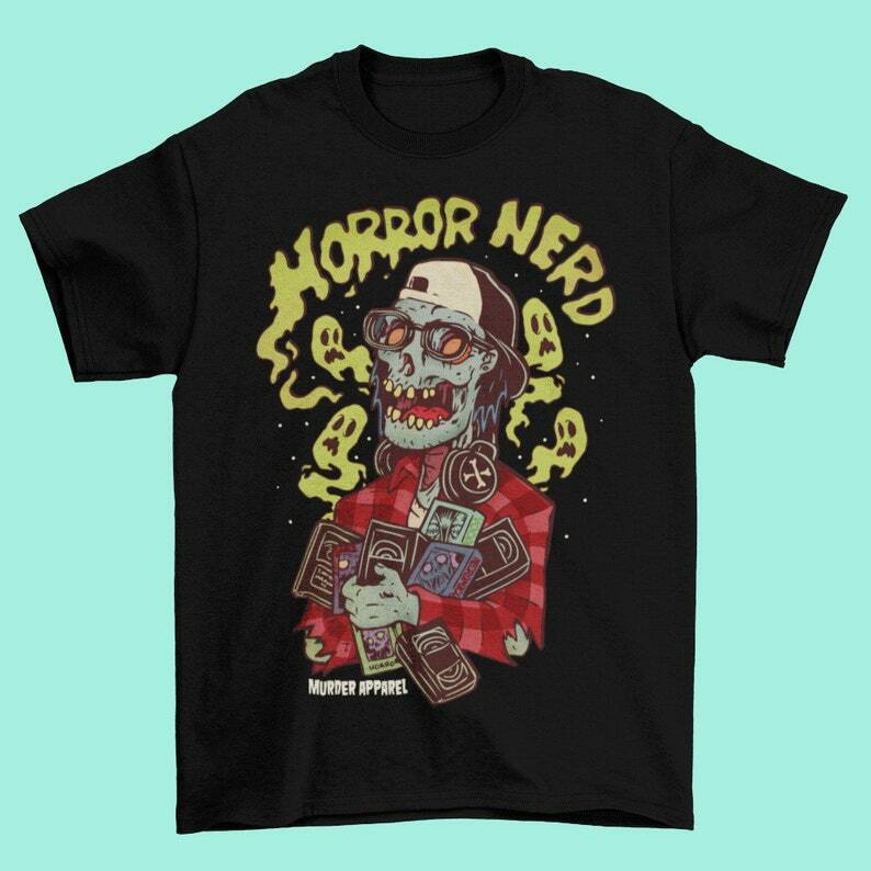 Retro Horror Nerd Zombie T-Shirt Men T-shirt Summer Cotton Short Sleeve O-Neck Men's T-Shirt